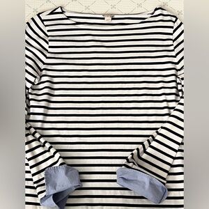J. Crew Navy and White Striped Sweatshirt
